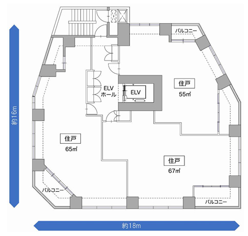 図-3 住棟基準階平面図の例